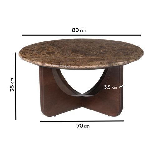 Round brown marble and walnut - and,