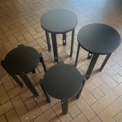 Set round black wood - round,