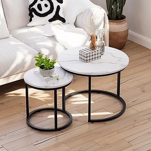 White nesting coffee table set - white,