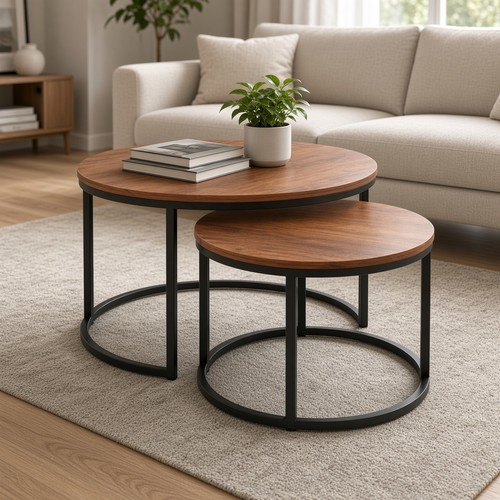 Round coffee table set - coffee, 2