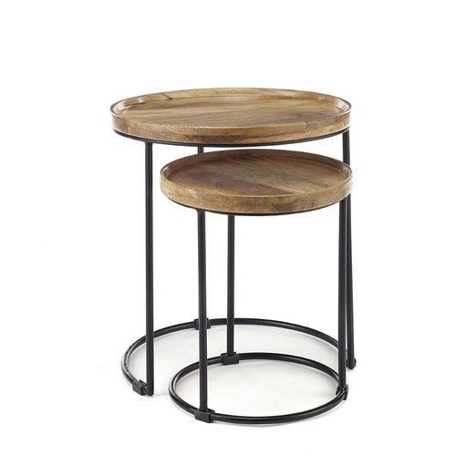 Round solid wood nest - of, 2