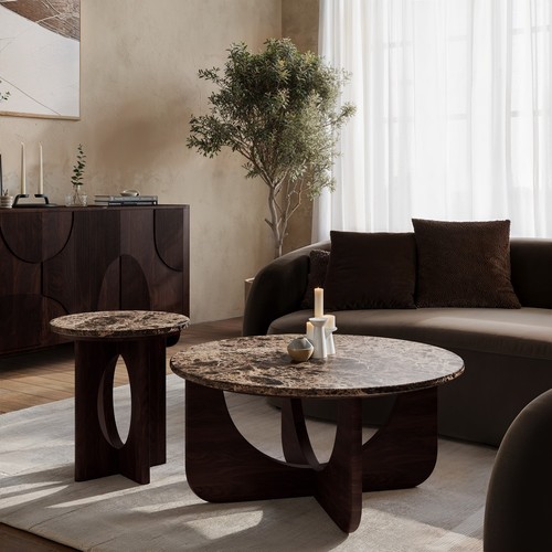 Round brown marble - round, walnut