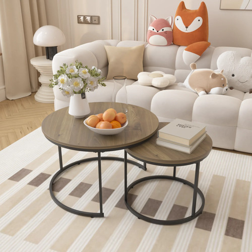 Nesting coffee table set round - coffee,